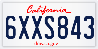 CA license plate 6XXS843