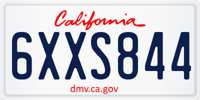 CA license plate 6XXS844