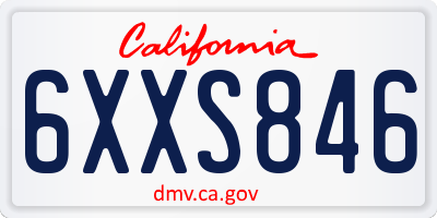 CA license plate 6XXS846