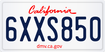 CA license plate 6XXS850