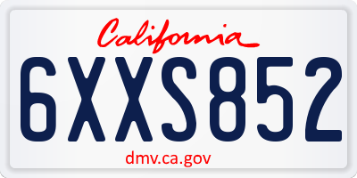 CA license plate 6XXS852