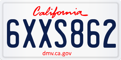 CA license plate 6XXS862