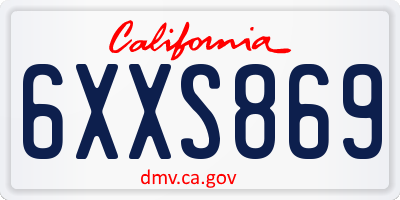 CA license plate 6XXS869