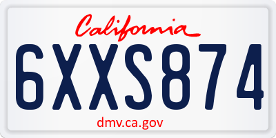 CA license plate 6XXS874