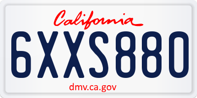 CA license plate 6XXS880