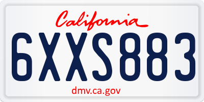 CA license plate 6XXS883