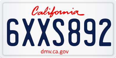 CA license plate 6XXS892