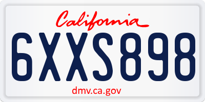 CA license plate 6XXS898
