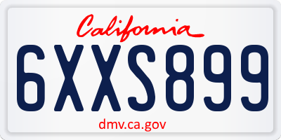 CA license plate 6XXS899