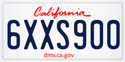 CA license plate 6XXS900