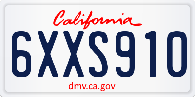 CA license plate 6XXS910