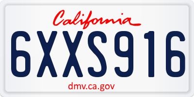 CA license plate 6XXS916
