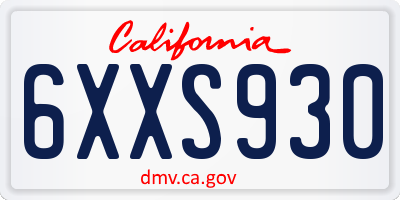CA license plate 6XXS930