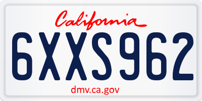 CA license plate 6XXS962