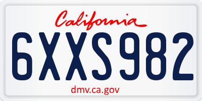 CA license plate 6XXS982