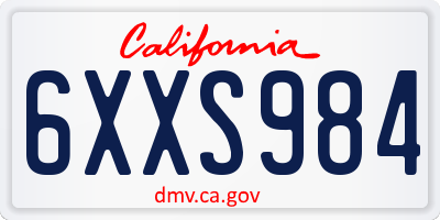 CA license plate 6XXS984