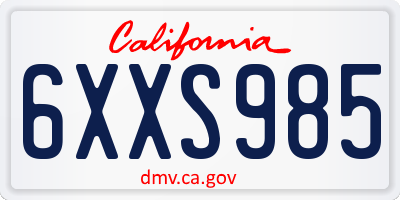CA license plate 6XXS985