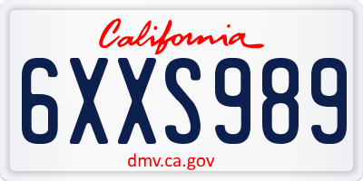 CA license plate 6XXS989