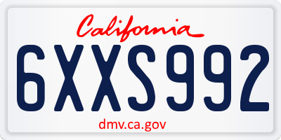 CA license plate 6XXS992