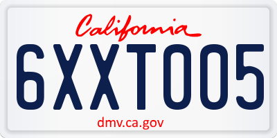 CA license plate 6XXT005