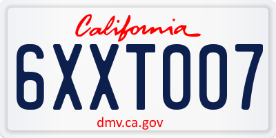 CA license plate 6XXT007