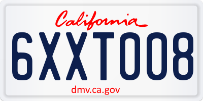 CA license plate 6XXT008