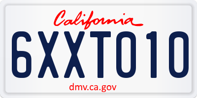 CA license plate 6XXT010