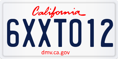 CA license plate 6XXT012
