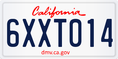 CA license plate 6XXT014