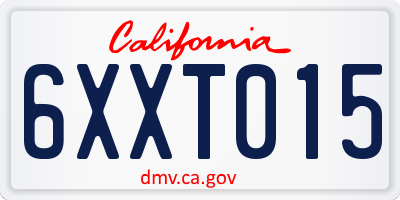CA license plate 6XXT015