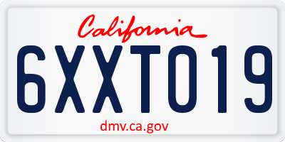 CA license plate 6XXT019