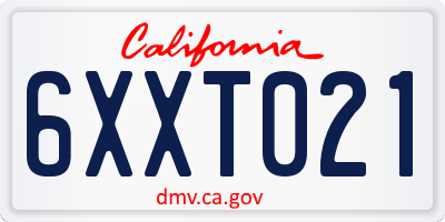 CA license plate 6XXT021