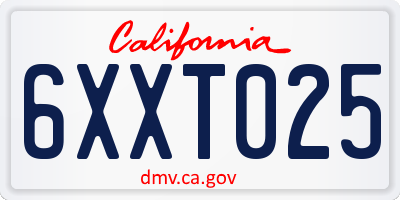 CA license plate 6XXT025