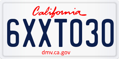 CA license plate 6XXT030