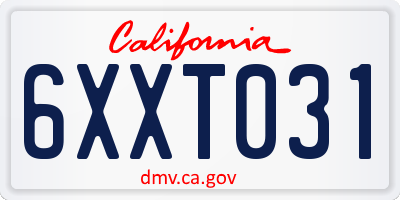 CA license plate 6XXT031