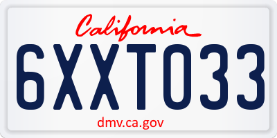CA license plate 6XXT033