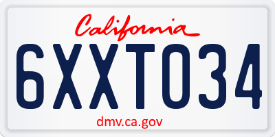 CA license plate 6XXT034