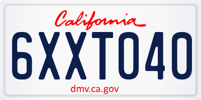 CA license plate 6XXT040