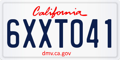 CA license plate 6XXT041
