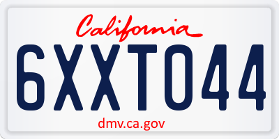 CA license plate 6XXT044