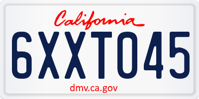 CA license plate 6XXT045