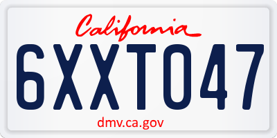 CA license plate 6XXT047