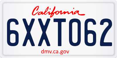 CA license plate 6XXT062