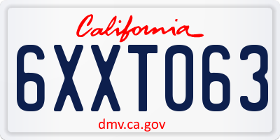 CA license plate 6XXT063