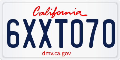 CA license plate 6XXT070