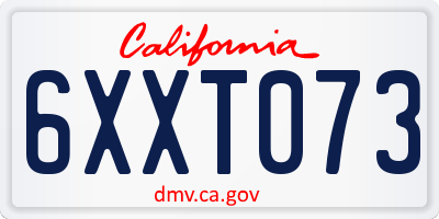 CA license plate 6XXT073