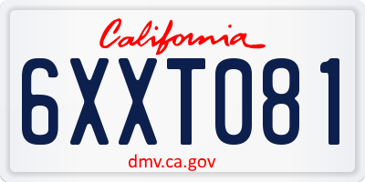 CA license plate 6XXT081