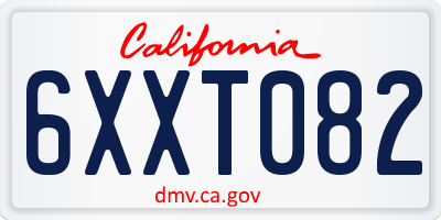 CA license plate 6XXT082