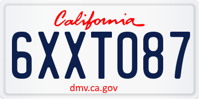 CA license plate 6XXT087