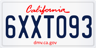 CA license plate 6XXT093